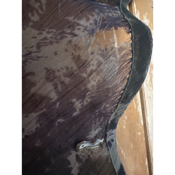 Sheer Gray Beaded Tunic Size M India Boho Rhinestone Resortwear Festival Top - Picture 15 of 15